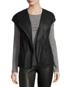 Perforated Leather Panel Vest, Black