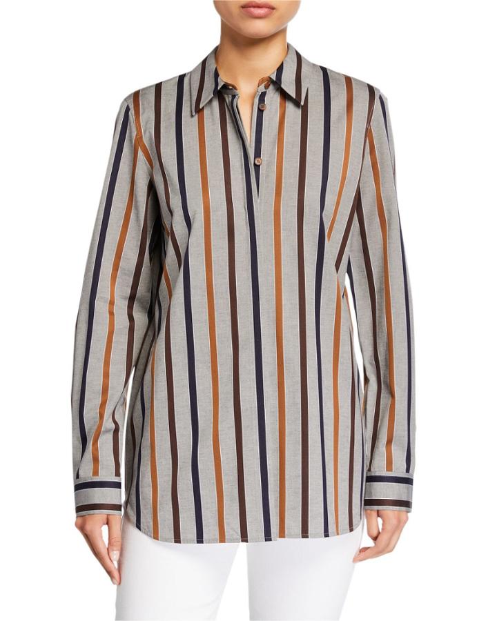 Brody Fusion Stripe Button-down Blouse