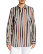 Brody Fusion Stripe Button-down Blouse