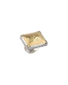 Carved Two-tone Square Ring,