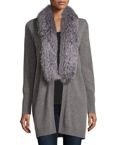 Cashmere Fox Fur Collar Cardigan
