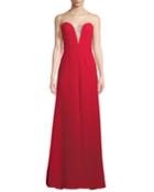 Strapless Deep V Illusion Gown