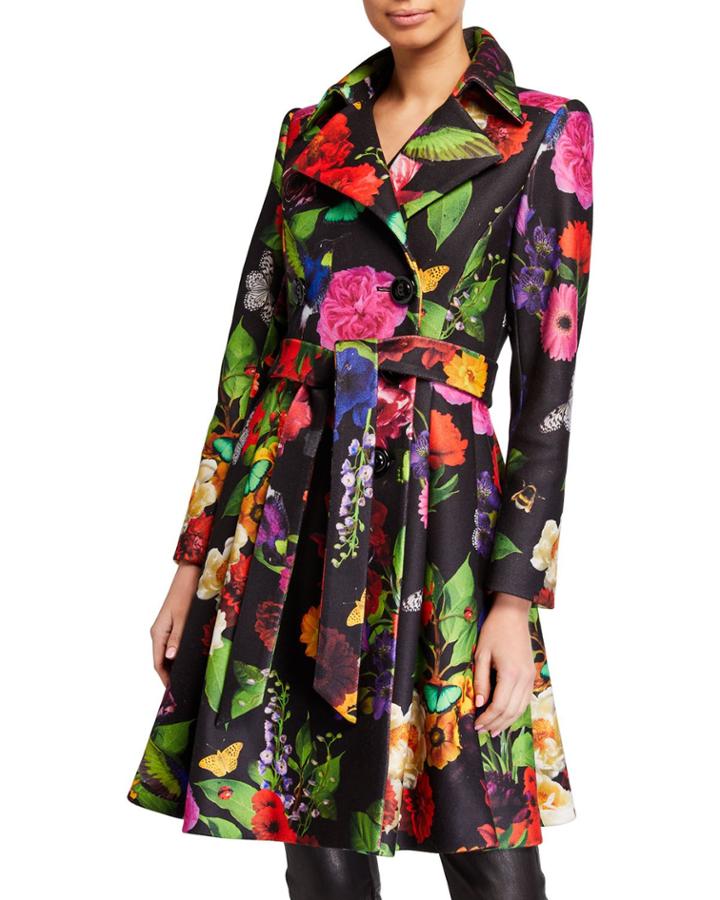 Leila Fit-&-flare Pleated Coat W/ Belt