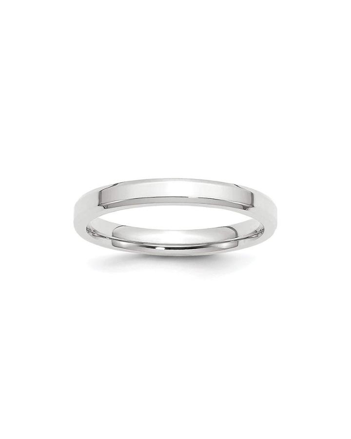 14k White Gold Bevel-edge Comfort Fit Wedding Band Ring
