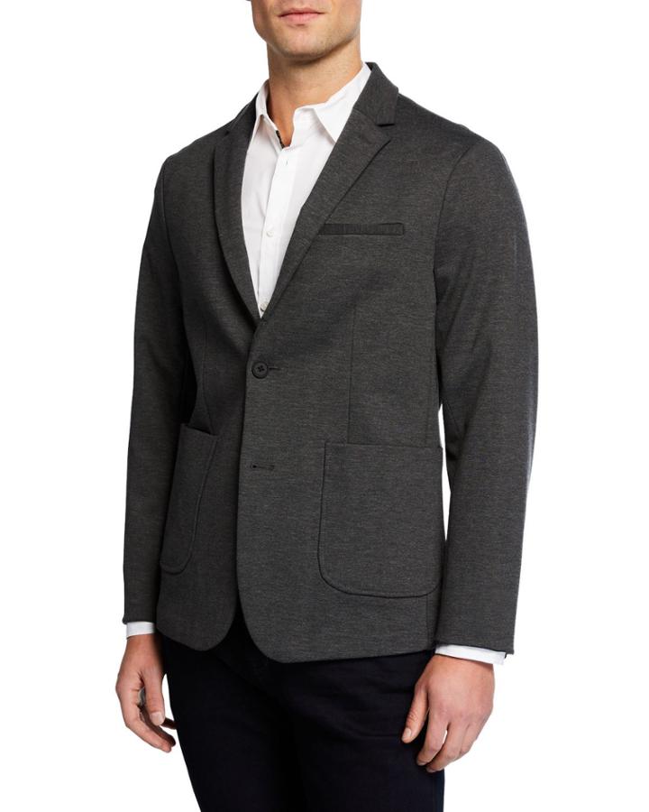 Men's Comfort Knit 2-button Blazer, Charcoal