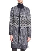 Diamond-knit Crewneck Topper, Hematite/frost