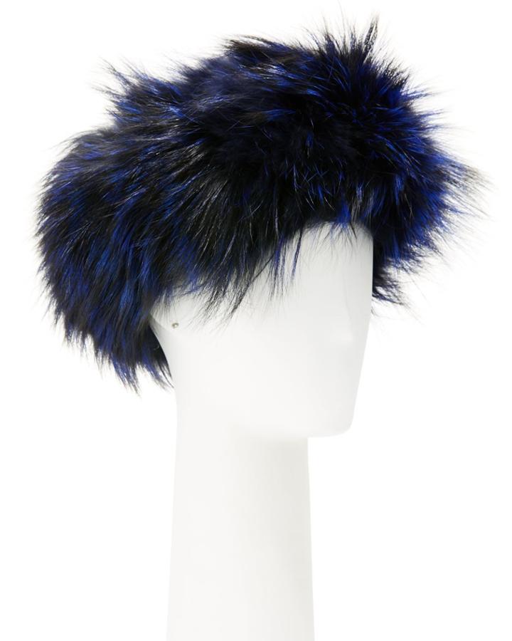 Fox Fur Head Band, Navy