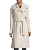 Maryann Belted Wool-blend Coat, Winter White