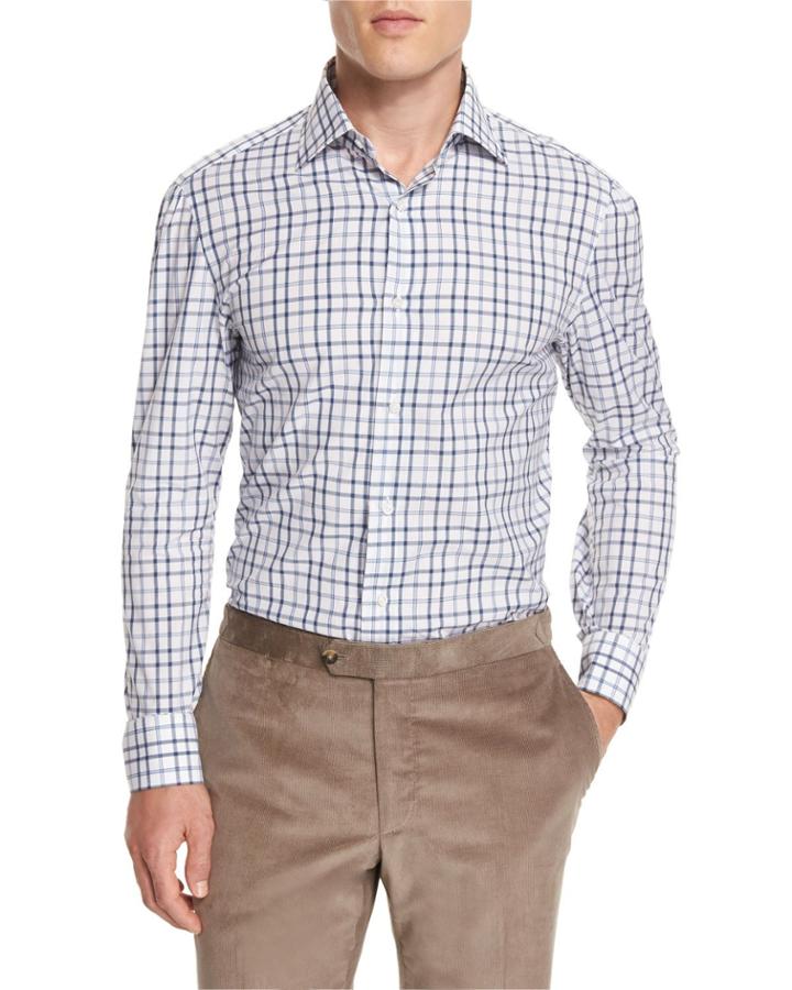 Windowpane-check Long-sleeve Sport