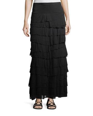 Tiered Pull-on Maxi Skirt,