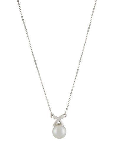 10mm Round Pearly X Pendant Necklace