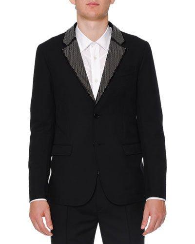 Studded-lapel Two-button Jacket, Black