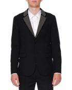 Studded-lapel Two-button Jacket, Black