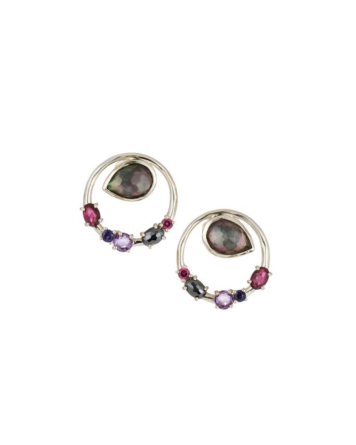 Rock Candy Open Mixed-set Stone Earrings In Noir