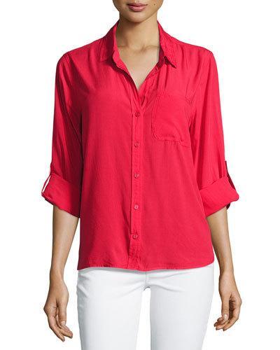 Elisa Button-up Blouse, Red