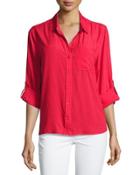 Elisa Button-up Blouse, Red