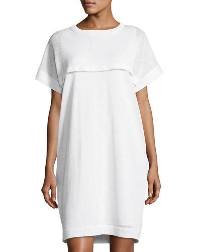 Linen-silk Popover Dress