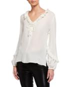 Angie Balloon-sleeve Ruffle Blouse