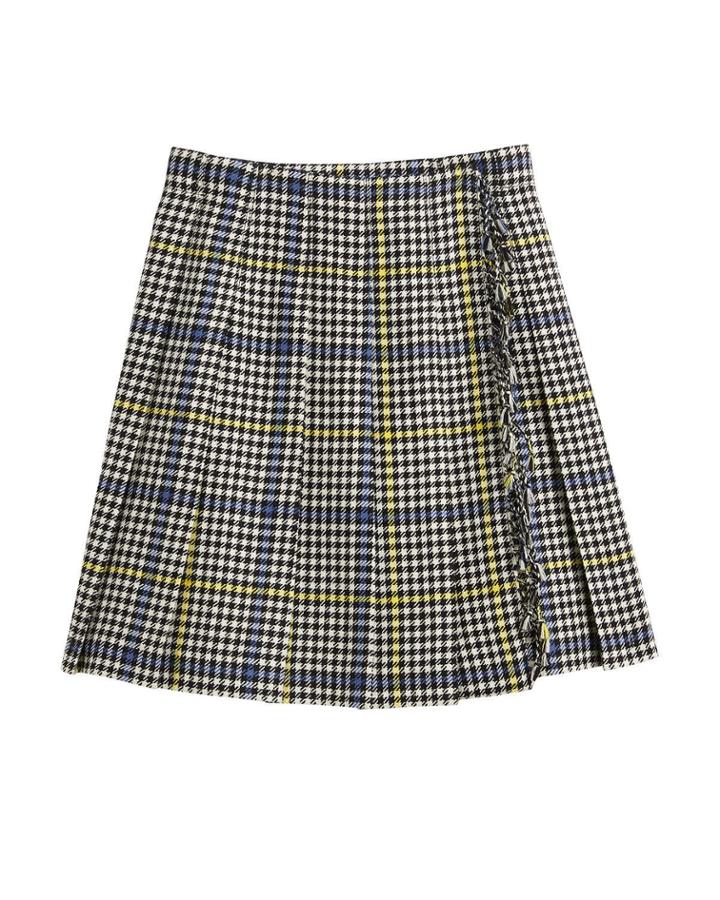 Klorrian Wool Houndstooth Check Skirt,