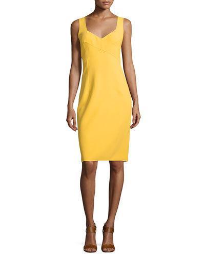 Sleeveless V-neck Sheath Dress, Daffodil
