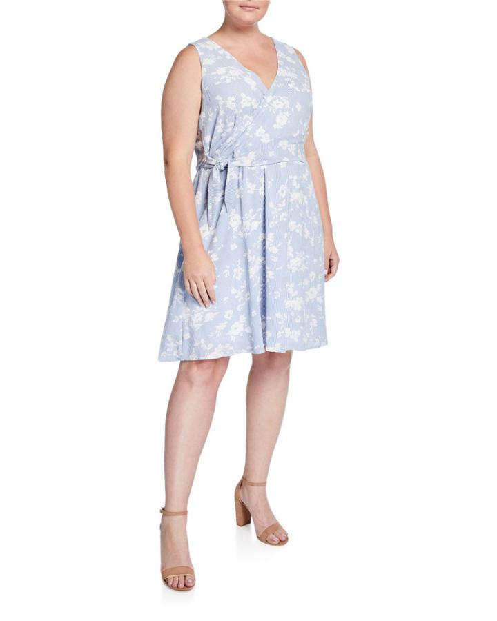 Plus Size Floral Side-tie Fit-&-flare Dress