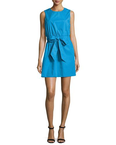 Ana Sleeveless Stretch-poplin Dress, Blue