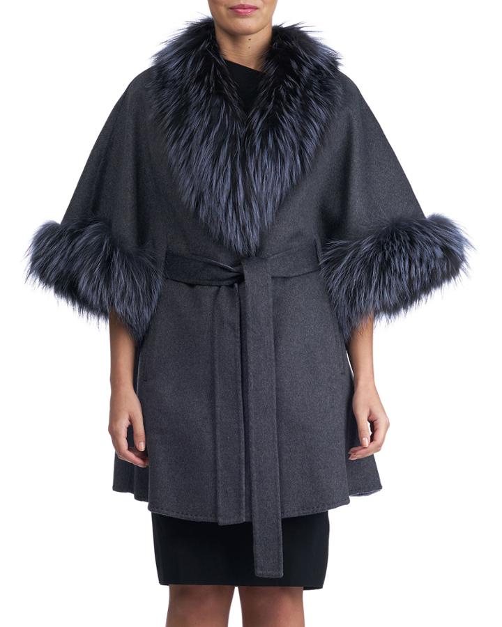 Cashmere Stroller With Fox Fur Trim