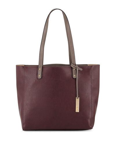 Textured Leather Organizer Tote Bag