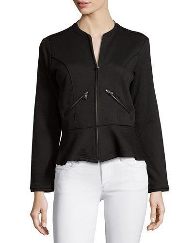Long-sleeve Peplum Jacket, Black