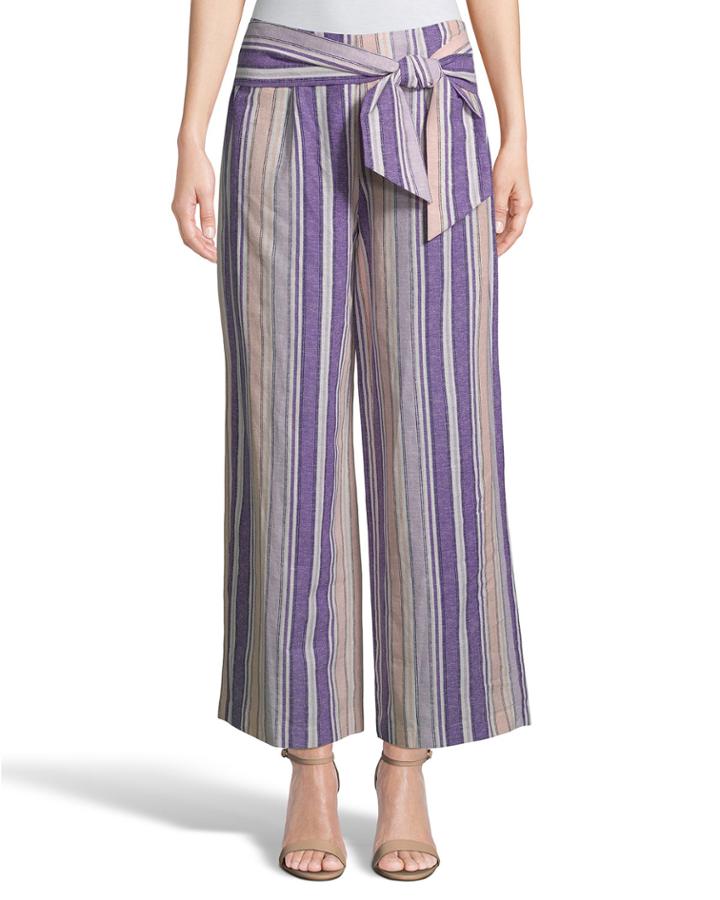 Striped Linen Tie-waist Pants