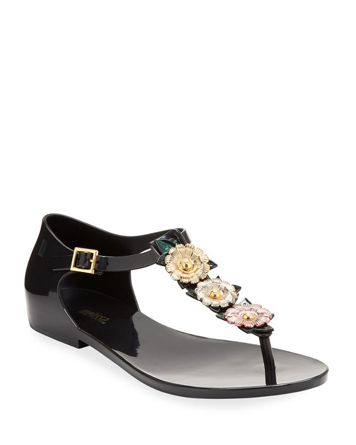 Honey Garden Chrome Flat T-strap Jelly