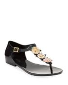 Honey Garden Chrome Flat T-strap Jelly