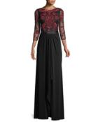 Beaded-bodice Wrap-skirt Gown