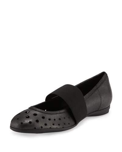 Abia Perforated Ballerina Flat, Black