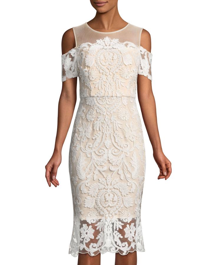 Cold-shoulder Lace Illusion Dress