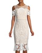 Cold-shoulder Lace Illusion Dress