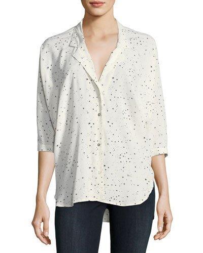 Star-print Button-front Blouse