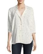 Star-print Button-front Blouse