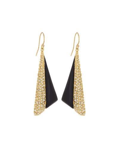 Crystal Encrusted Futurist Triangle Drop Earrings