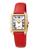 Valentina Rectangular Watch W/ Leather Strap, Red/gold