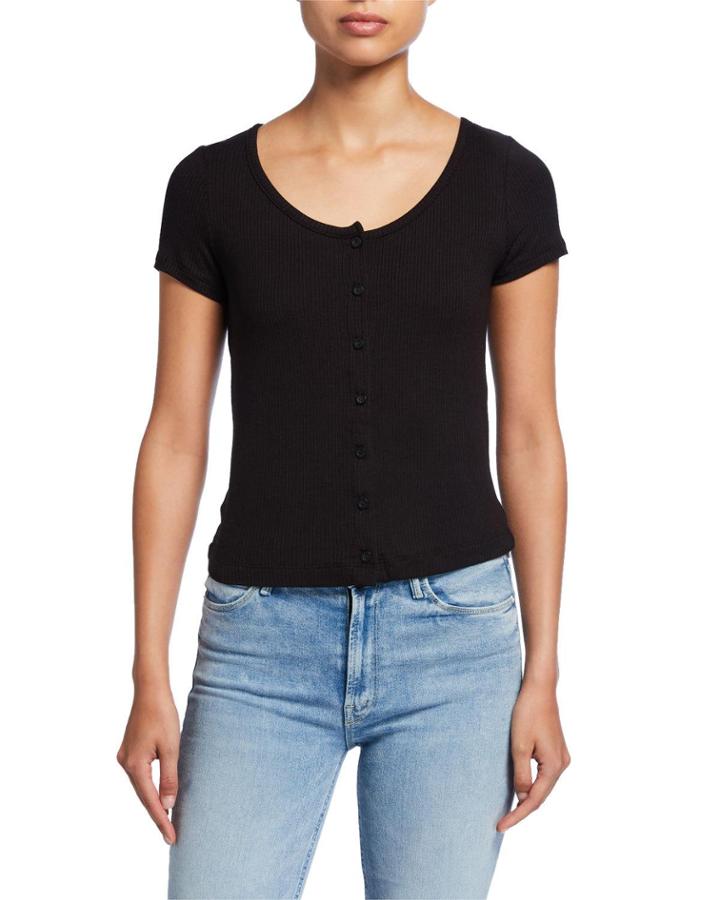 Rib Knit Button Down Top