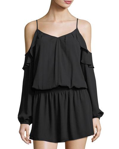 Mina Ruffled Cold-shoulder Dress
