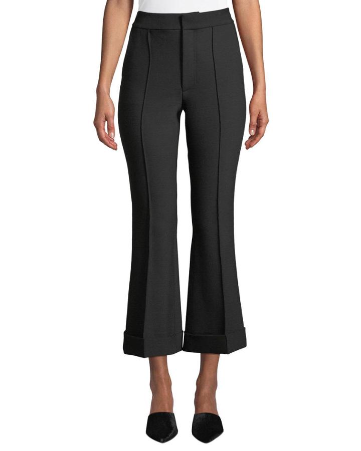Spongy Wool-blend Cuffed Flare-leg Pants