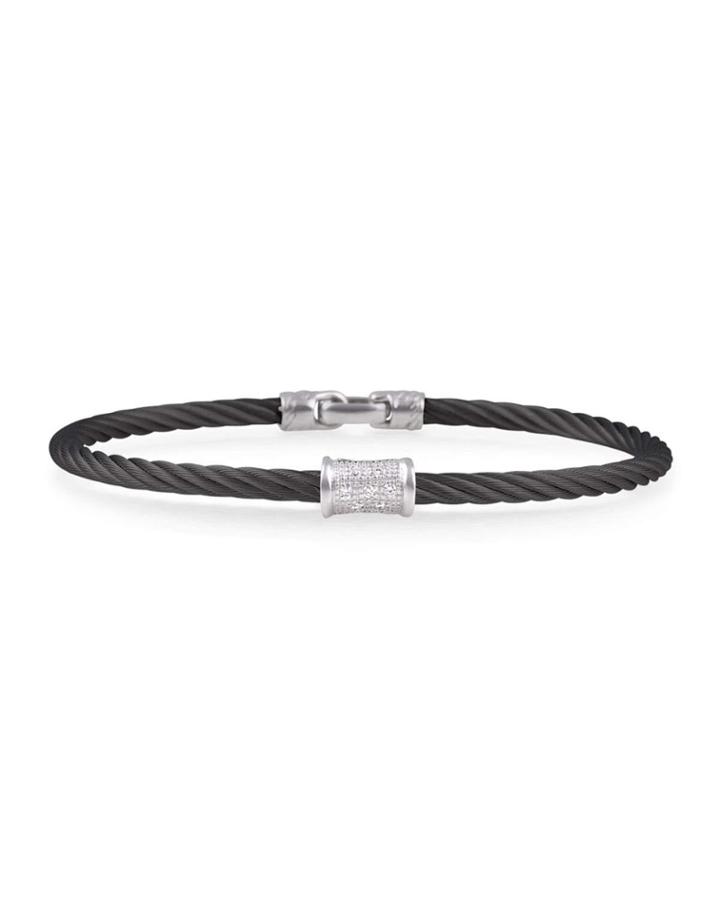 Diamond Hourglass-bead Bangle, Black