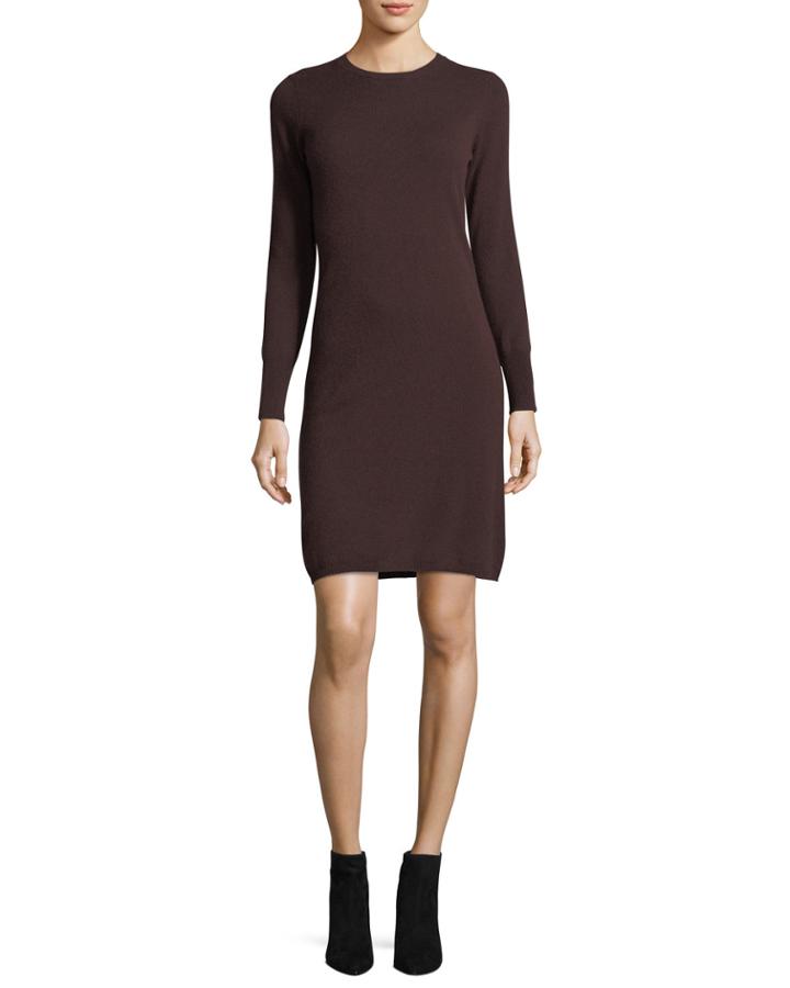 Plus Size Long-sleeve Crewneck Cashmere Dress