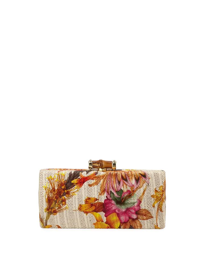 Tropical Raffia Box Bag