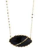 14k Noir Marquis Black Onyx Station Necklace W/ Trim