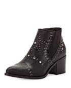 Frankie Embossed Leather Bootie, Black
