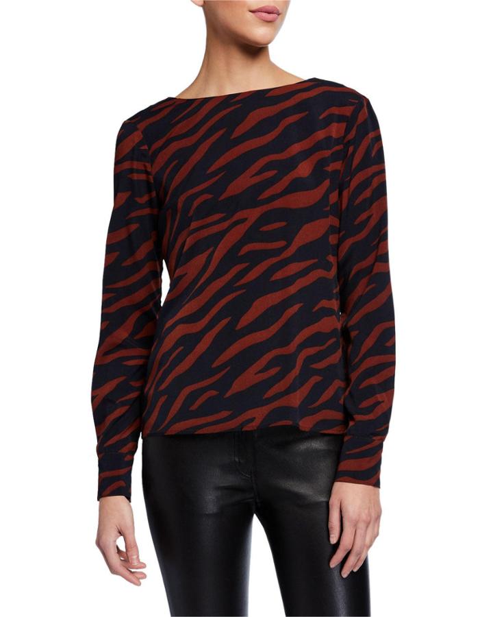 Fia Zebra-print Twist-back Top