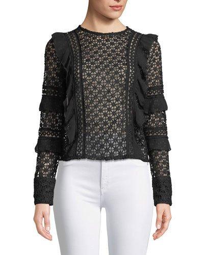 Crocheted Long-sleeve Blouse